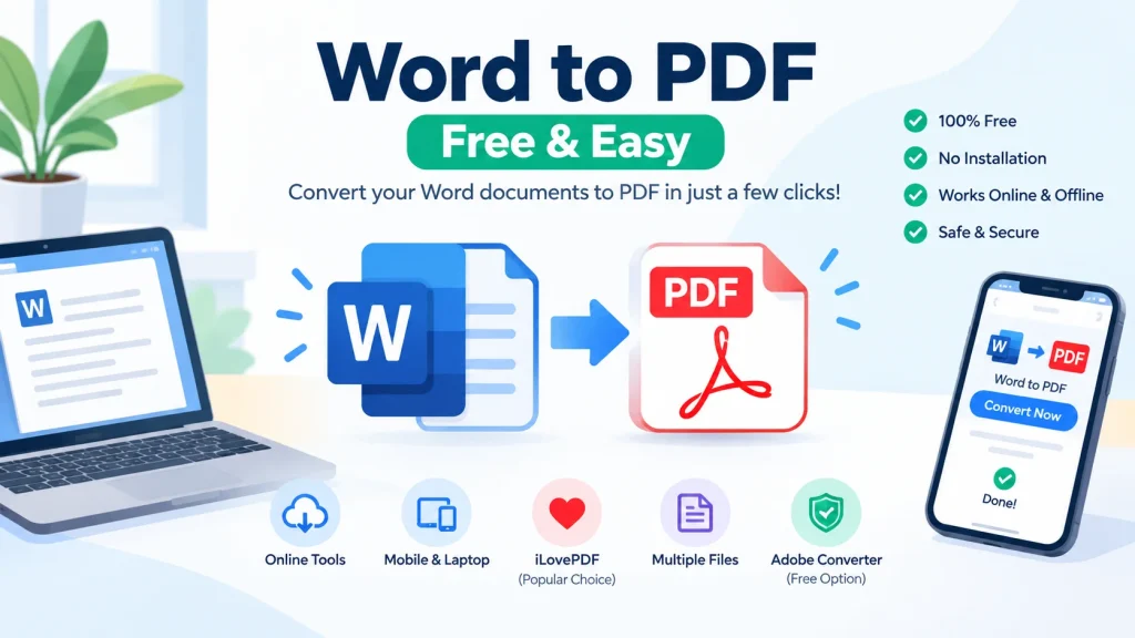 Word to PDF - How to Convert Word Documents to PDF for Free 1 Word to PDF, PDF Converter, Word Converter, DOCX to PDF, Online PDF Tools, iLovePDF, Adobe PDF, Microsoft Word, PDF Tools, File Conversion